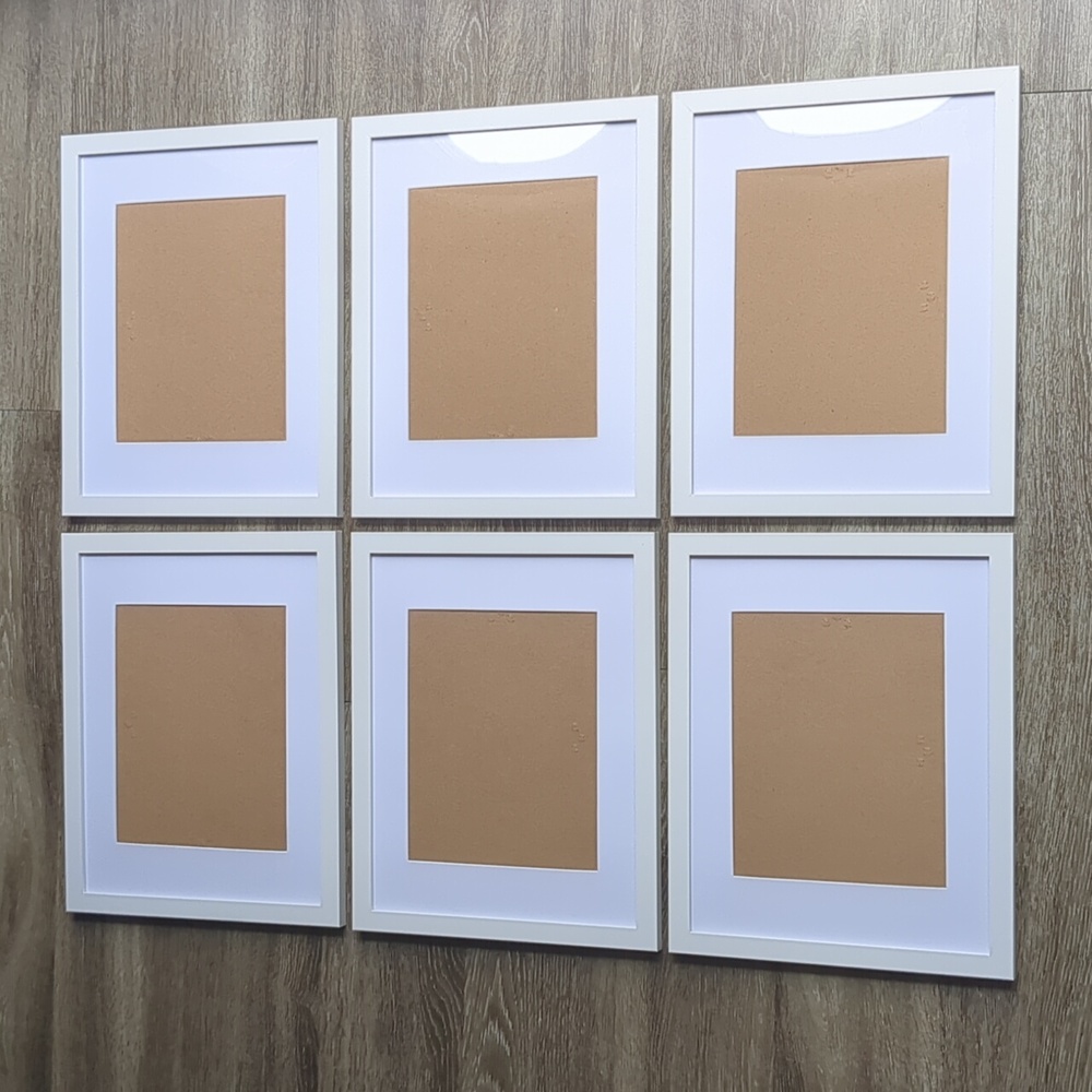 Six 6 White Wall Picture Photo Frames 11x14 8x10 with Mat